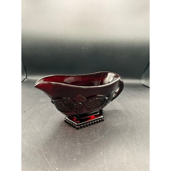 Vint Avon 1876 Cape Cod Collection Ruby Red Footed Sauce/Gravy Bowl - Picture 3 of 8